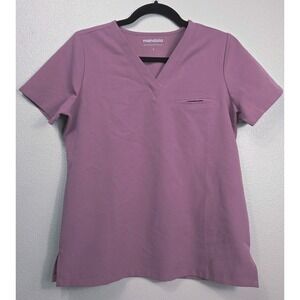 Mandala Equa-Tek Scrub Top Women's Small Mauve Pink Stretch Medical Uniform